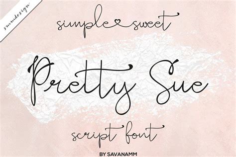 Pretty Sue Sweet Girly Script Font Lettering Signature Fonts