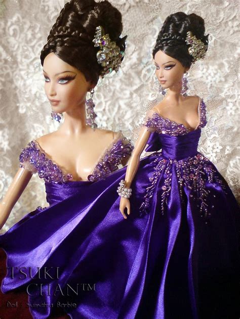 Sequins Embellished Deep Purple Gown Barbie Gowns Miniature Dress Doll Dress