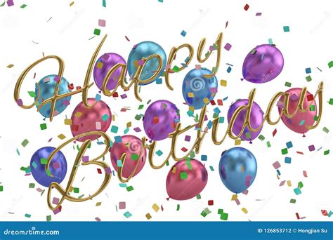 Happy Birthday Words Festive Background 3d Illustration Stock
