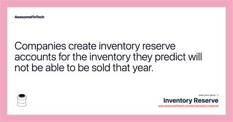 Inventory Reserve | AwesomeFinTech Blog