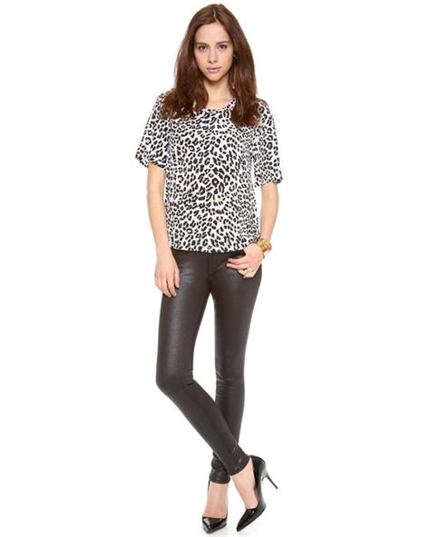 For All Mankind Faux Crackle Leather Skinny Pants In Black Lyst