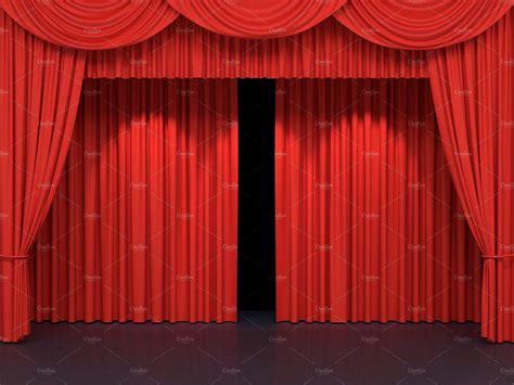 Red Stage Curtains Abstract Photos Creative Market