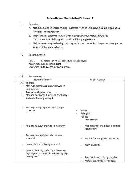 Example Of Detailed Lesson Plan In Araling Panlipunan Grade 1