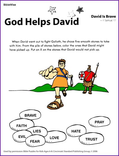 God Helps David Fight Goliath Puzzle Kids Korner Biblewise