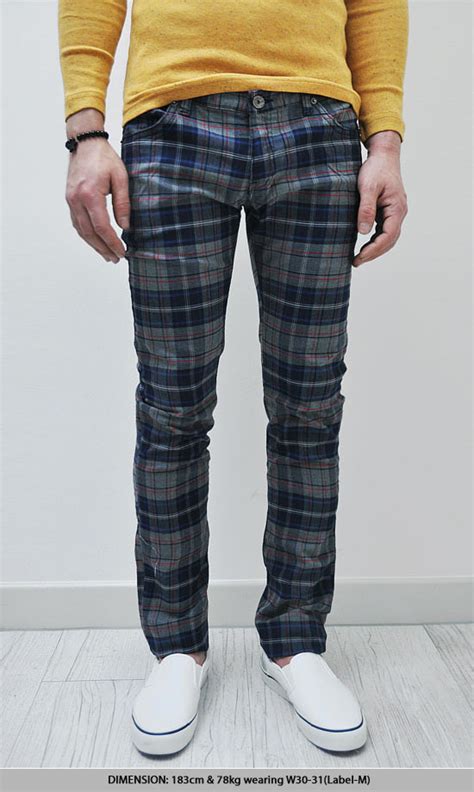 Checkered Skinny Spandex Pants Pants 20 Fast Fashion Mens Clothes