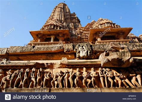 Sculpture On Lakshmana Temple Khajuraho Madhya Pradesh