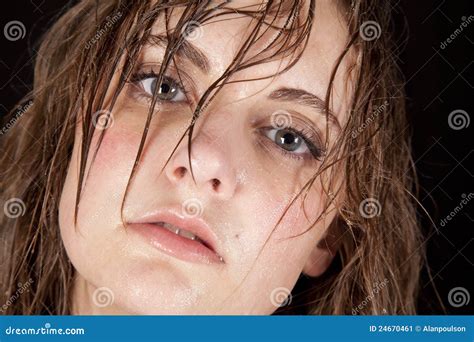 woman sweaty dazed stock image image of face hair casual 24670461
