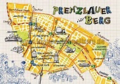 Prenzlauer Berg, Bezirk von Berlin illustrierte Karte von Bianca ...
