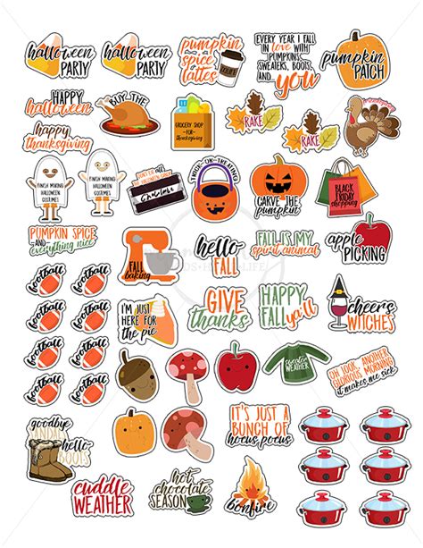 Free Fall Planner Stickers 38 Different Designs Free Cut Files Included