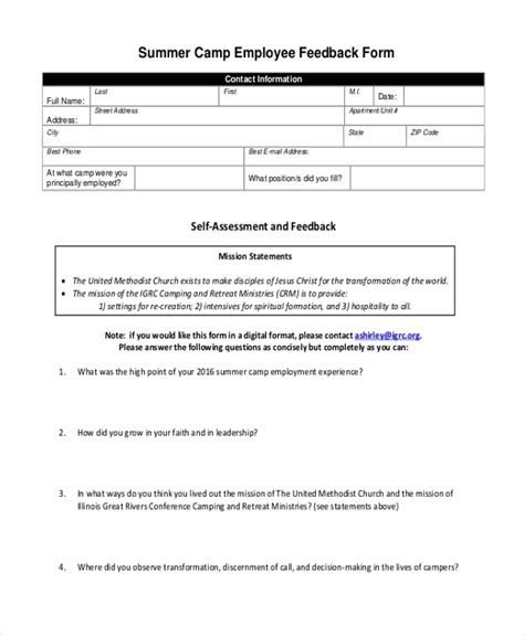 sample employee feedback forms   excel