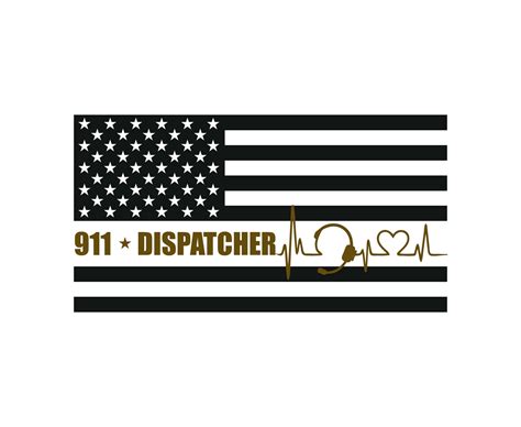 Vinyl Decal Thin Gold Line Dispatch 911 Dispatcher Decor