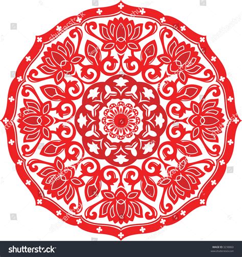 Chinese Paper Cut Design Of Chinese Lotus Pattern Stock Vector ...