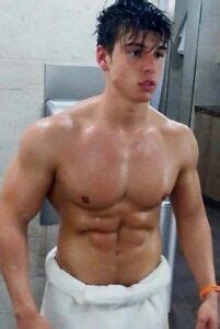 Shirtless Male Beefcake Muscular Body Builder After Shower Selfie Photo