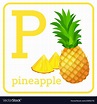 An alphabet with cute fruits letter p pineapple Vector Image