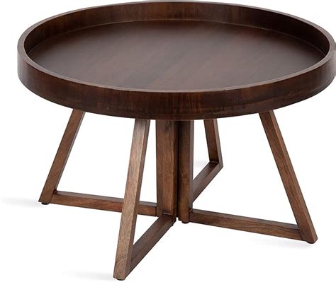 Kate And Laurel Avery Round Wood Coffee Table 30 Diameter Walnut