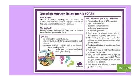 qar comprehension worksheets