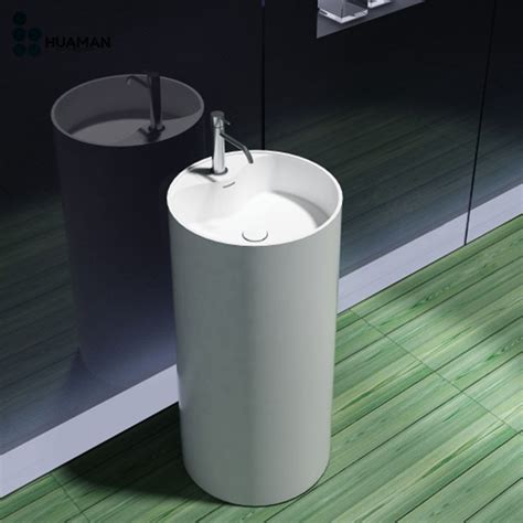 Solid Surface Mineral Cast Acrylic Resin Pedestal Freestanding Wash