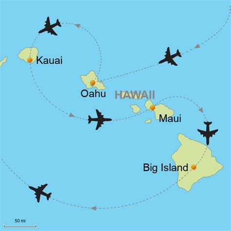 Stepmap Oahu Kauai Maui And Big Island By Air Landkarte Für Usa