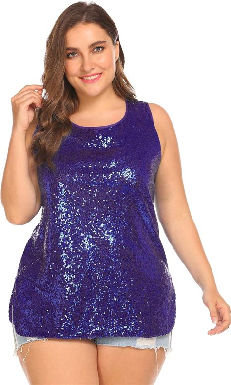 involand women s plus size glitter sequin tank top sleeveless sparkle shimmer shirt