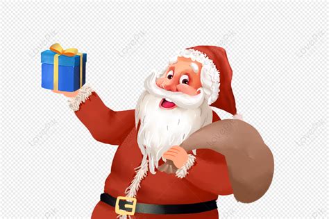 Santa Claus Giving Ts Hand Drawn Santa Give Santa Claus Png Image