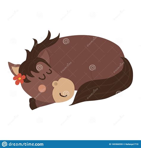 Cute And Sleeping Brown Horse Stock Vector Illustration Of Farm