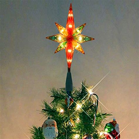 Ljlnion Colorful Christmas Tree Topper Lighted Bethlehem Star Treetop