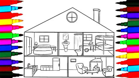 Coloring And Drawing Girls Bedroom L Bathroom L House Coloring Pages L