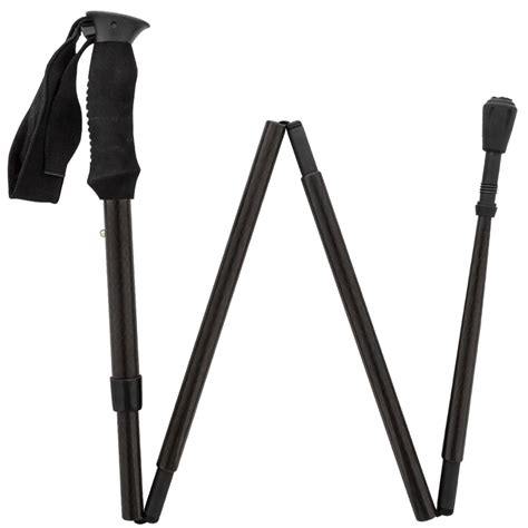 Black Triple Wound Adjustable And Folding Carbon Fiber Hiking Staff