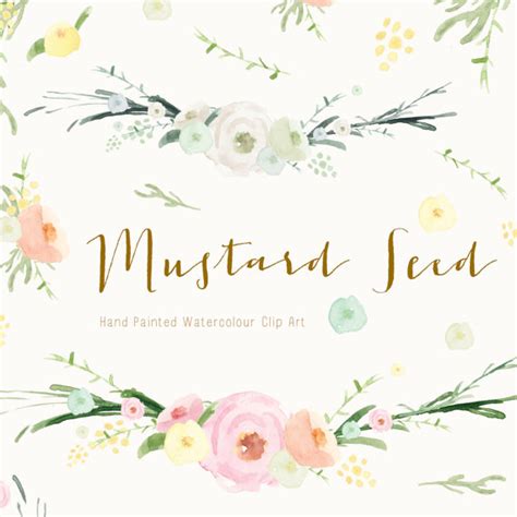 Mustard Seed Watercolour Flowers Hand Painted Clip Art Etsy