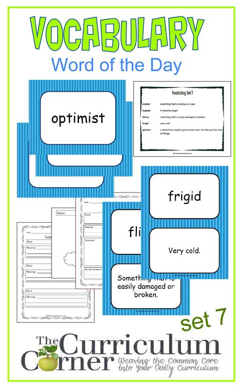 Vocabulary Word Of The Day Set 7 The Curriculum Corner 4 5 6