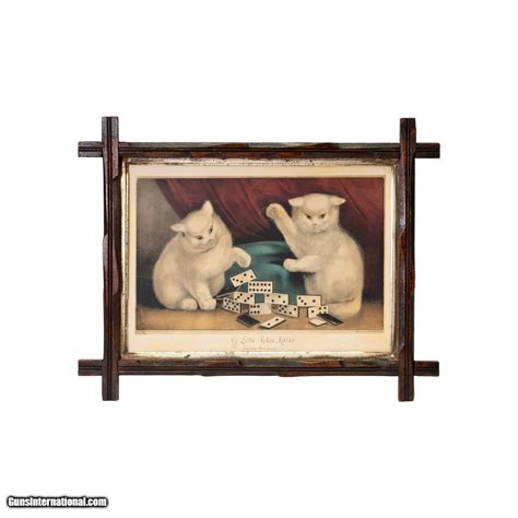 My Little White Kitties Courier And Ives Print For Sale