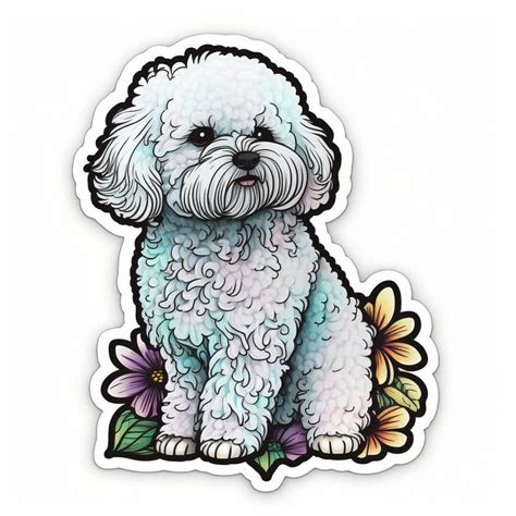 Bichon Frise Animal Portrait Tattoo Sticker Style Ready For Etsy
