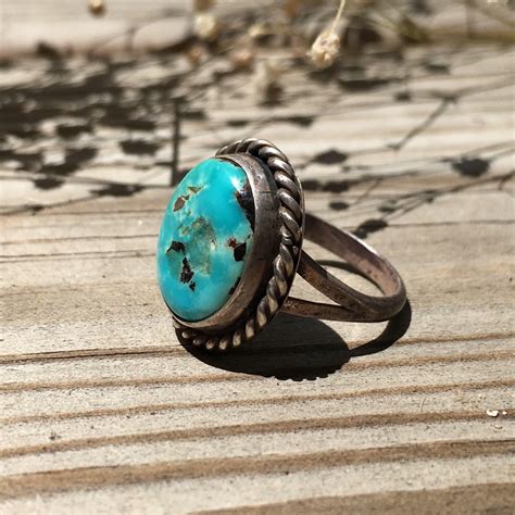 Sterling Silver Turquoise Ring Vintage Turquoise Ring Etsy Sterling