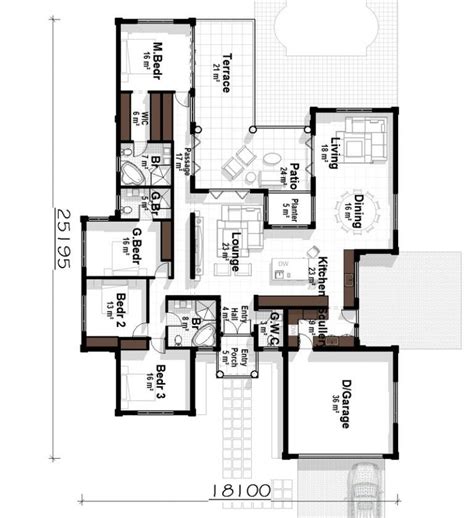 Modern U Shaped House Plan 4 Bedroom Floor Plan Plandeluxe In 2022