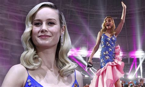 Brie Larson Turns Heads In Floral Dress With Statement Pink Ruffle At