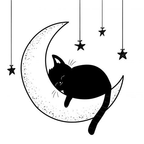 Premium Vector Cat Sleeping On The Moon Illustration Moon