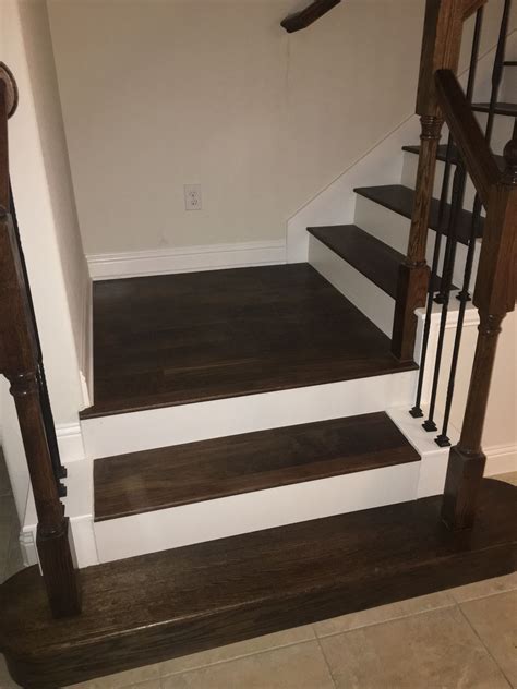 See more ideas about stairs, hardwood stairs, staircase. After wood on stairs with white Risers | White stair risers, Laminate stairs, Hardwood stairs