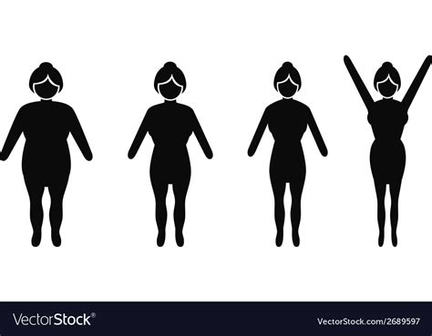 Female Weight Loss Silhouettes Royalty Free Vector Image