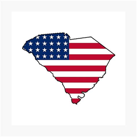 American Flag South Carolina Outline Photographic Print By