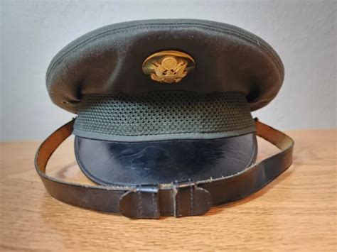 Us Army Enlisted Service Class A Military Dress Green Cap Vintage Ag 44