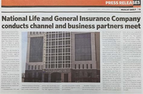الحساب الرسمي للشركة الوطنية للتأمين على الحياة والعام official account of national life and general insurance company (nlg oman) 24730939. News and Press Releases - NLG Oman | National Life and ...