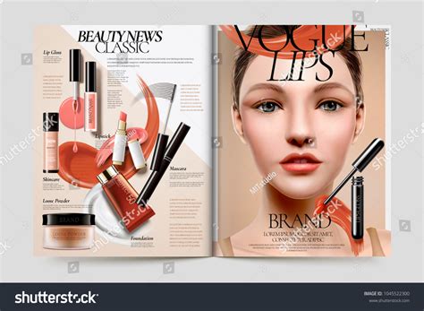 Cosmetic Magazine Ads Beautiful Model Makeup Stock Vector Royalty Free