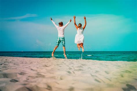 Happy Loving Couple Enjoy Tropical Beach Vacation Stock Photo Image