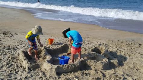 Kids Build A Sand Castle At Beach Youtube