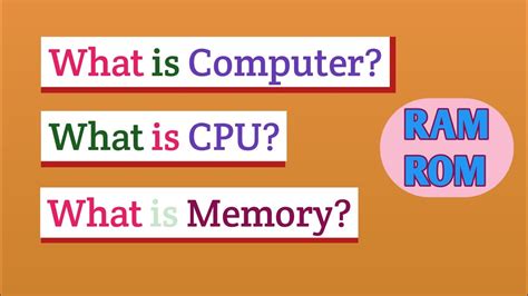 What Is Computer What Is Cpu What Is Memory Computer Basics Types Of Memory Crash Course