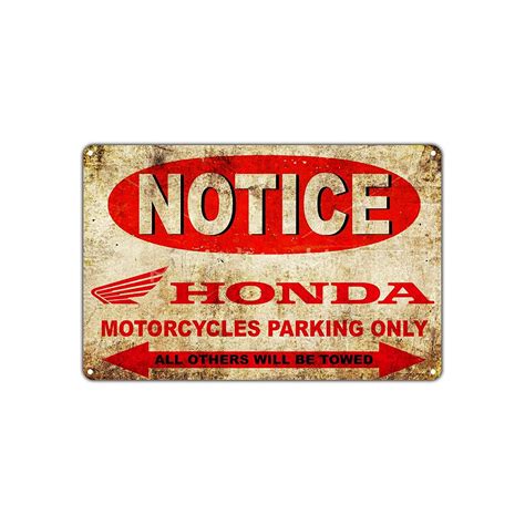 Notice Motorcycles Parking Only Others Will Be Towed Sign Vintage Retro