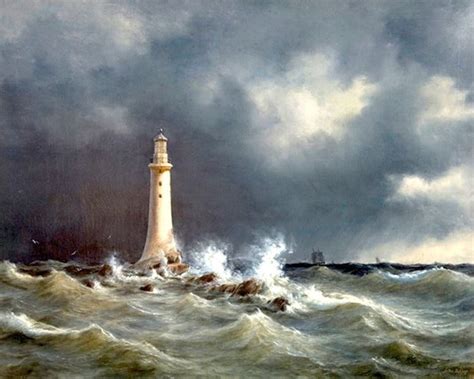 Eddystone Lighthouse Ocean Seascape Real Canvas Giclee 8x10 Art Print