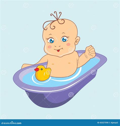 Vector Illustration Baby Bathing Stock Illustration Illustration Of