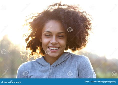 Happy Smiling Young Woman With Curly Hair Stock Image Image Of