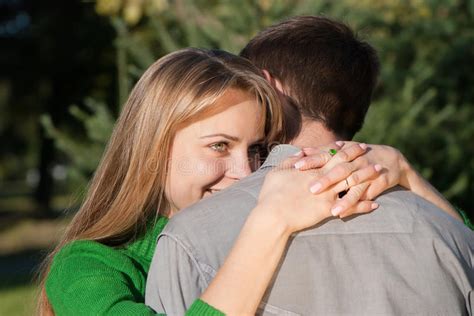Mature Woman Hugging Her Husband With Love Stock Image Image Of